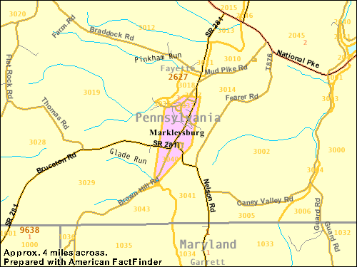 Map showing Markleysburg