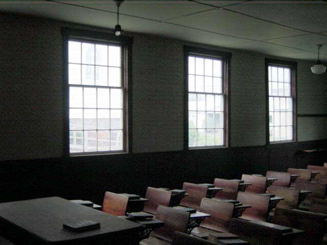 Schoolhouse windows and desks